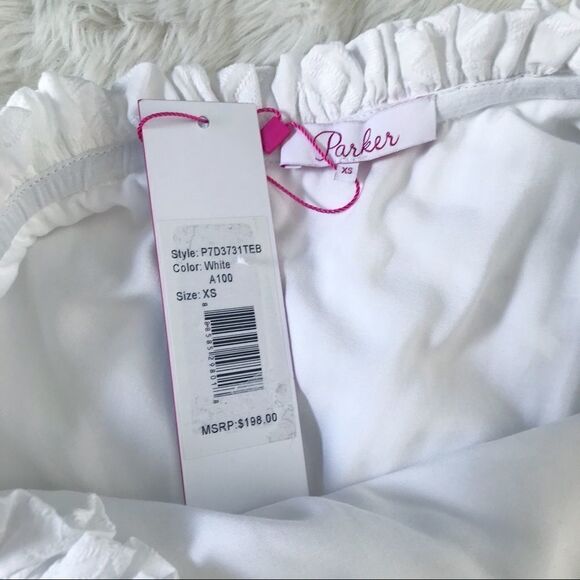 PARKER White One Shoulder Top Blouse Cotton Long Sleeve Ruffle Tassel XS New - Picture 6 of 16